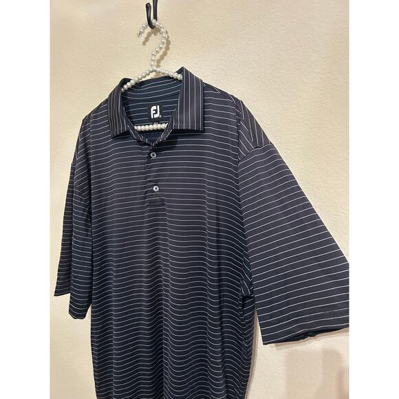 FootJoy Mens Size XXL Golf Dri-Fit Polo Gray Striped Short Sleeve Shirt Outdoors - Picture 6 of 9